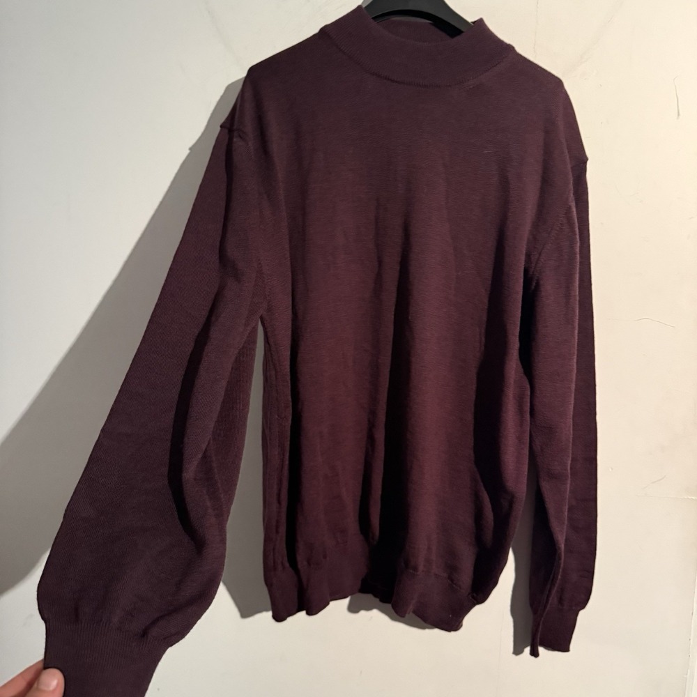 Men's RAFFI LINEA UOMO Burgundy Mock Turtleneck Sweater Wool‎ Large Old Money
